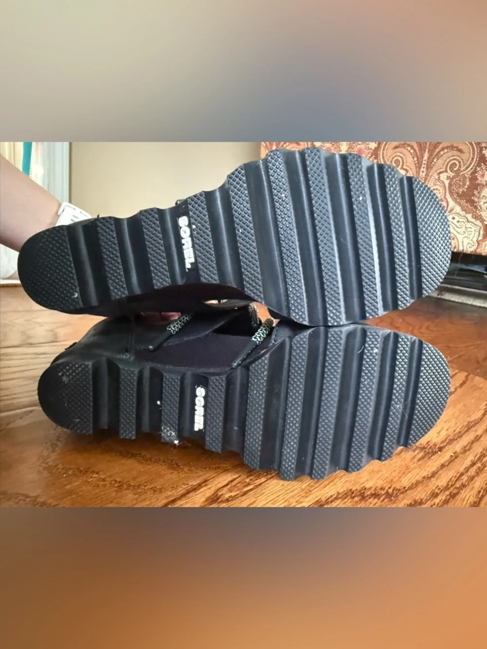 Sorel‎ JOANIE™ Lace-Up Wedge Peeptoe Sandal In Black Size 8.5